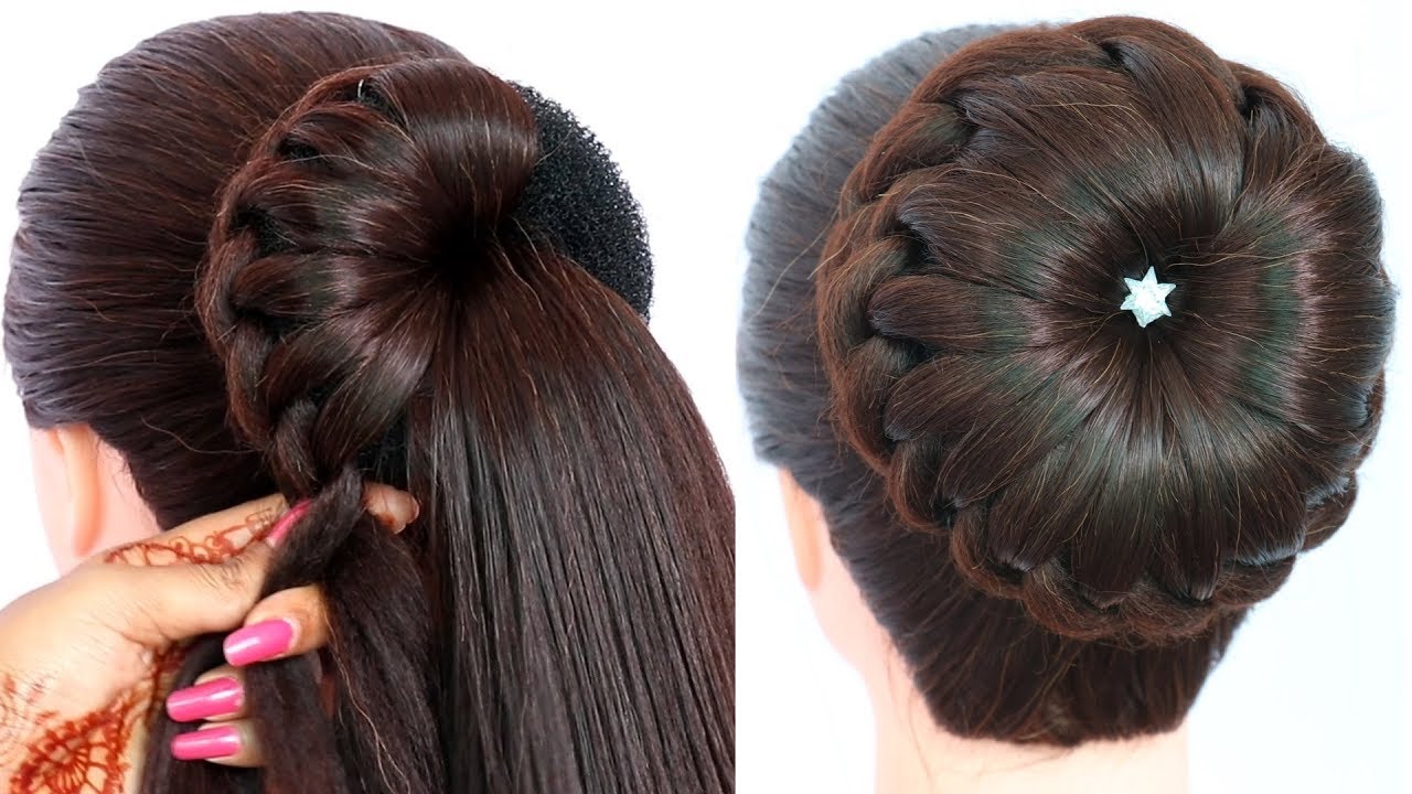 Easy and amazing juda hairstyle with bun  Hair Style Girl  Latest Hairstyles  for Party  YouTube