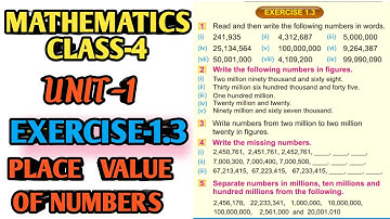 Mathematics Class 4 | Exercise 1.3 | Math Grade 4 | Change numbers into words | Numbers into figures