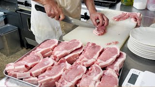 ピリッと緊張感の走る調理場！地元人気No1の洋食 瑠美【神戸・御影】捌きたて鯛の皮目パリパリ・ポン酢バター/人気のエビフライ・日替わり・鯛のムニエルどれにする？