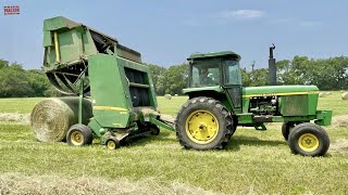 John Deere 4430 Tractor Baling Hay