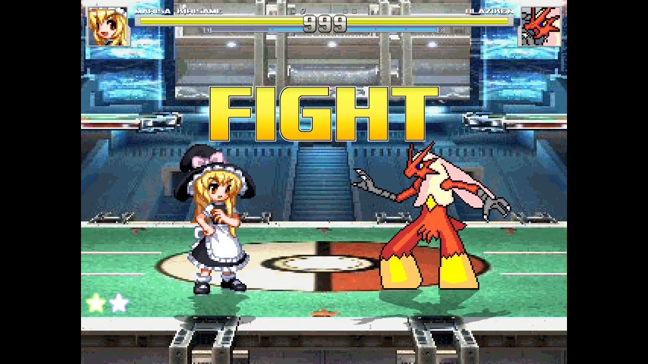 NICK54222 MUGEN: Marisa Kirisame (RicePigeon) (me) VS Blaziken (Claymizer)