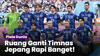 Timnas Jepang Rapikan Ruang Ganti Usai Berlaga, Tinggalkan Origami dan Ucapan Syukron