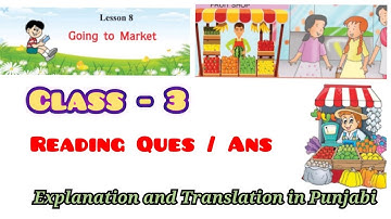 Class 3 english Going To Market Lesson 8 reading Punjabi exp Question and Answer solution#trending
