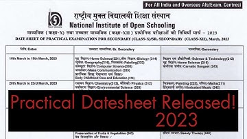 Nios 10th And 12th April 2023 | Practical Datesheet Released! #niospractical #niospractical2023