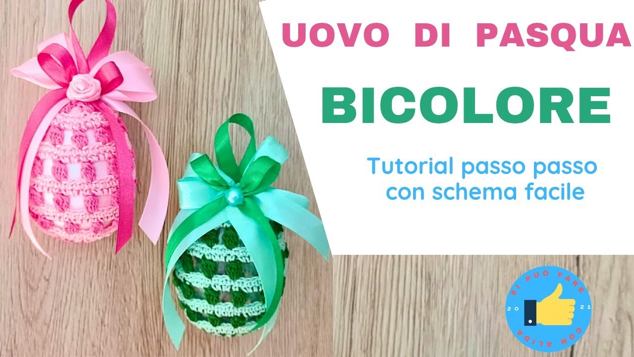 (12) Uovo di Pasqua uncinetto bicolore. Easter eggs crochet.