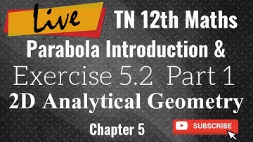 12th Maths Exercise 5.2 sums and Parabola Introduction Part 1 Live AlexMaths