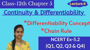 Differentiability Concept || NCERT Ex 5.2 {Q1 to Q4} Solutions|| CHAIN RULE  || Class 12th Chapter 5