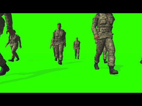 Soldiers Walking #1 / Green Screen - Chroma Key