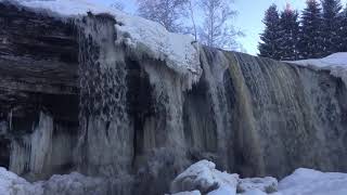 beautiful ice waterfall Estonia,