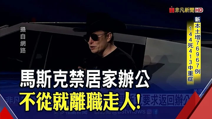 快回來上班! 馬斯克下達"居家辦公禁令" 管理層1周要來40小時 沒出現視同離職...｜非凡財經新聞｜20220602 - 天天要聞