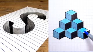 How to Draw - Easy 3D Letter Illusion & Art Tricks