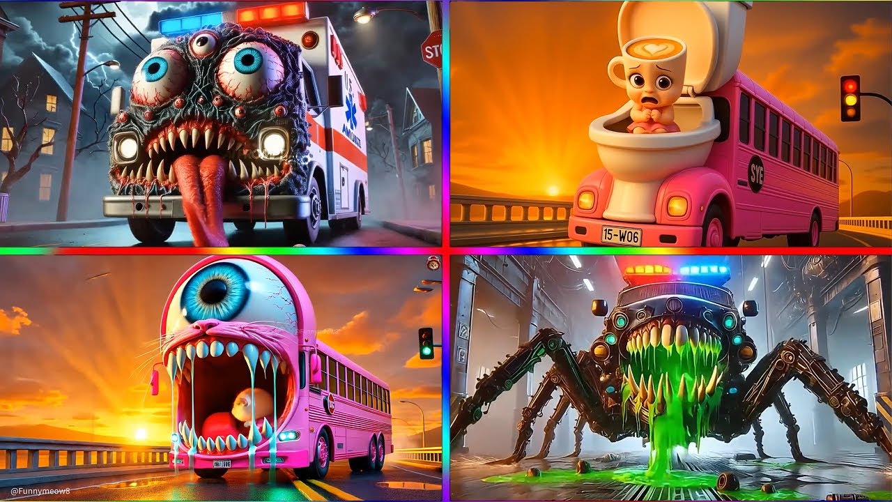 Ambulance Monster🆚 SCHOOL BUS Monster🆚 School Bus 🆚 Police Car 🎶 Tiles Hop
