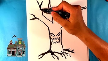 How to Draw a Scary Tree - Halloween Drawings