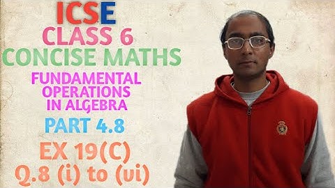 ICSE CONCISE MATHS CLASS 6 FUNDAMENTAL OPERATIONS IN ALGEBRA PART 4.8 EX 19(C) Q.8 (i) to (vi)