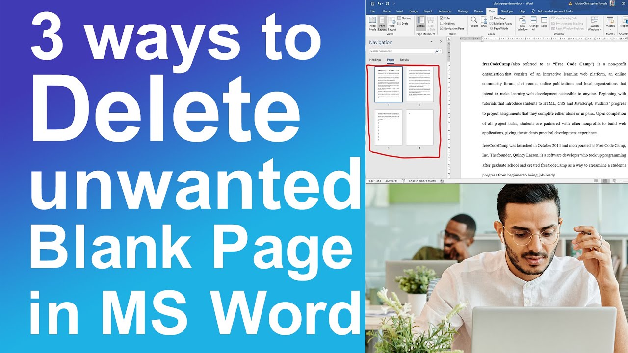 3 ways to Delete unwanted blank page in MS Word - YouTube