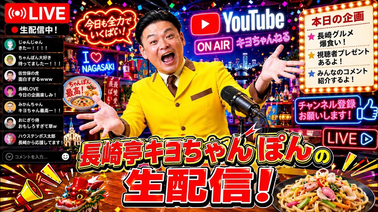長崎亭キヨちゃんぽん がライブ配信中！ - YouTube