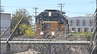 UP 1499 leads the Union Pacific LOW10 Torrance Local with UP 1162 trailing at Gardena, California.