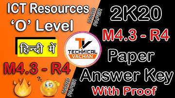 O Level | M4.3-R4 | ICT Resources Answer Key 2020 | Solved Paper | Answer Key | Technical VACHAN