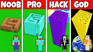Minecraft Battle: NOOB vs PRO vs HACKER vs GOD! TALLEST MAZE HOUSE BUILD CHALLENGE in Minecraft
