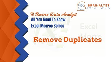 Remove Duplicates - Macros | Excel Macros | Excel VBA Macros | VBA | Excel Automation | Macros