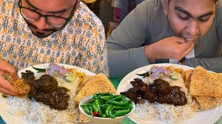 Eating Lunch(Rice & Spicy Mutton Kosha, Daal, Rasgulla) With Friends at Koshe Kosha