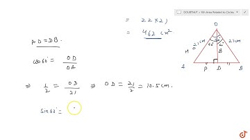 Find the area of the segment AYB of circle, if radius of the circle centered at O is 21 cm and `...