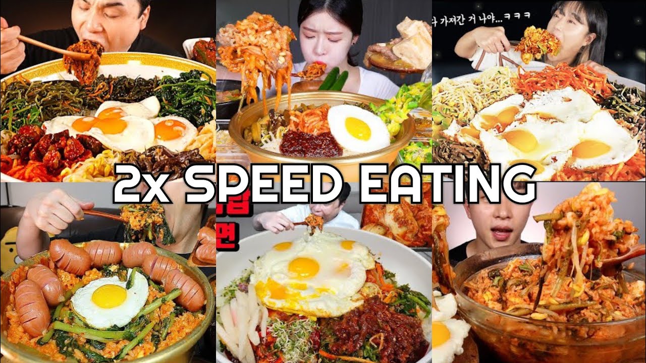 Bibimbap Korean Food Mukbang | ASMR 2x Speed Eating Show 