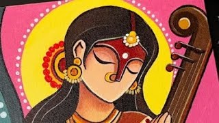 Mata Saraswati Drawing (Madhubani art form) Part 1