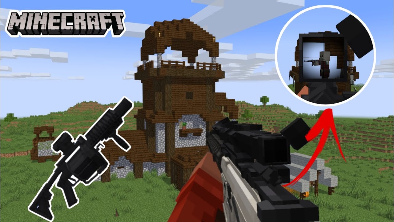 I Raided a Pillager Outpost with GUNS and GRENADE LAUNCHER!