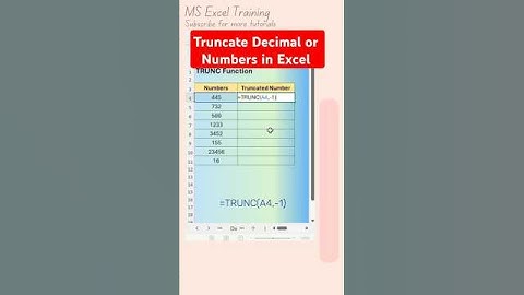 TRUNC Function in Excel #excelfunction #excel #exceltraining
