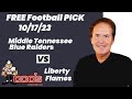 Free Football Pick Middle Tennessee Blue Raiders vs Liberty Flames , 10/17/2023 College Football