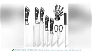 Kitchen Knife Set 9pcs Stainless Steel Sharp Non-Stick Coated Chef Knives with Sharpener for Cutting