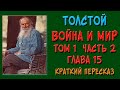 Война и мир. Том 1. Часть 2. Глава 15. Краткое содержание