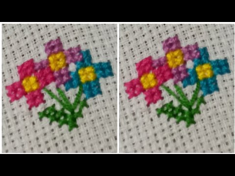 Cross Stitch Flower Bunch / Vintage Floral Cross Stitch