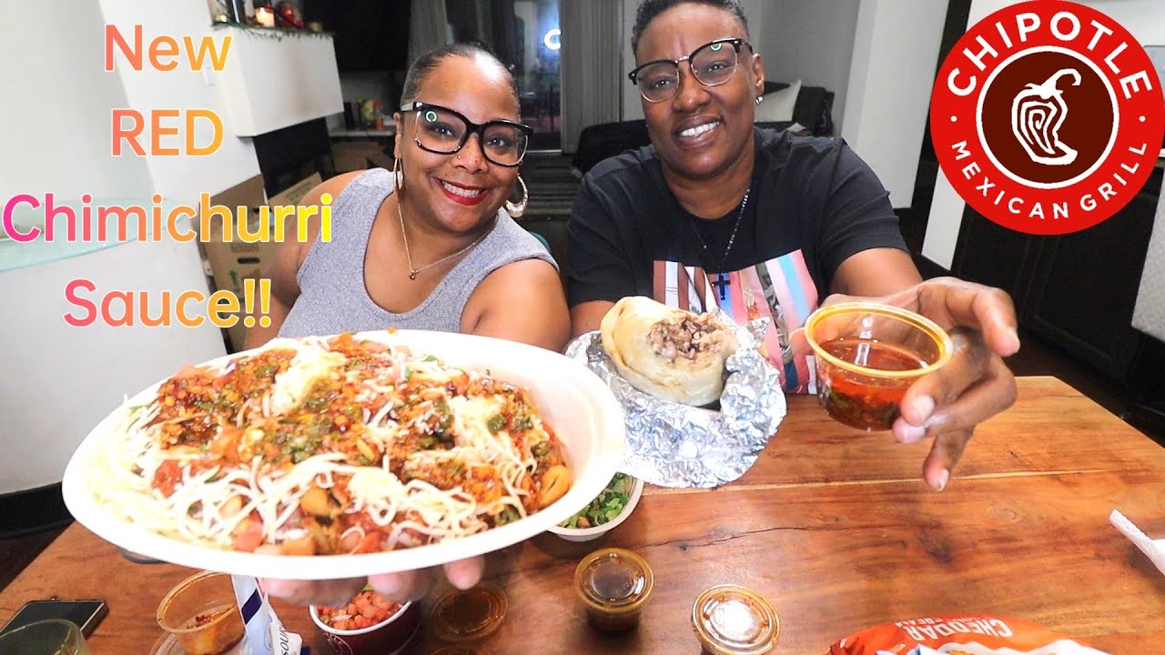 Chipotle НОВЫЙ КРАСНЫЙ соус ЧИМИЧУРРИ Буррито + Тако Мукбанг!