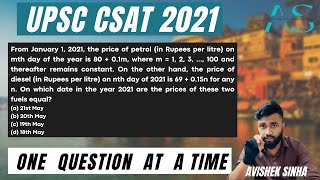 From January 1, 2021, the price of petrol (in Rupees per litre) on mth day of | UPSC CSAT 2021 |
