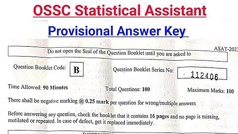 OSSC Statistical Assistant Answer Key