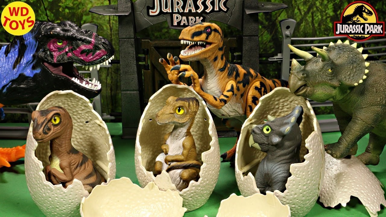 NEW 3 JURASSIC PARK HATCHING EGG TOYS THE LOST WORLD SITE B