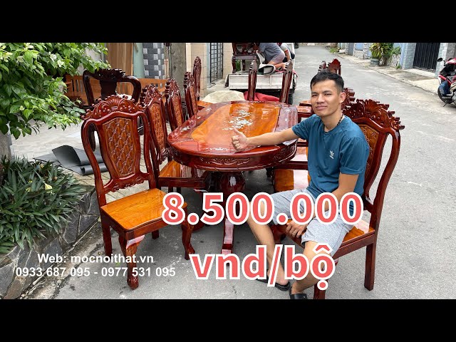 Bộ bàn ăn gỗ Tràm Bông Vàng 8 ghế Giá rẻ tận xưởng 8.500.000 vnd/bộ