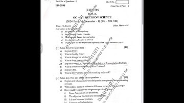 Decision Science- May 2025 MBA 1st Year S.P.P.U. Solved Question Paper