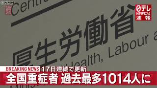 【速報】1月20日　新型コロナ 全国の重症者１０１４人　１７日連続で過去最多を更新