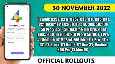 Realme UI 4.0 Update Android 13 Stable Update, Realme UI 3.0 Update, Official Rollout November 2022