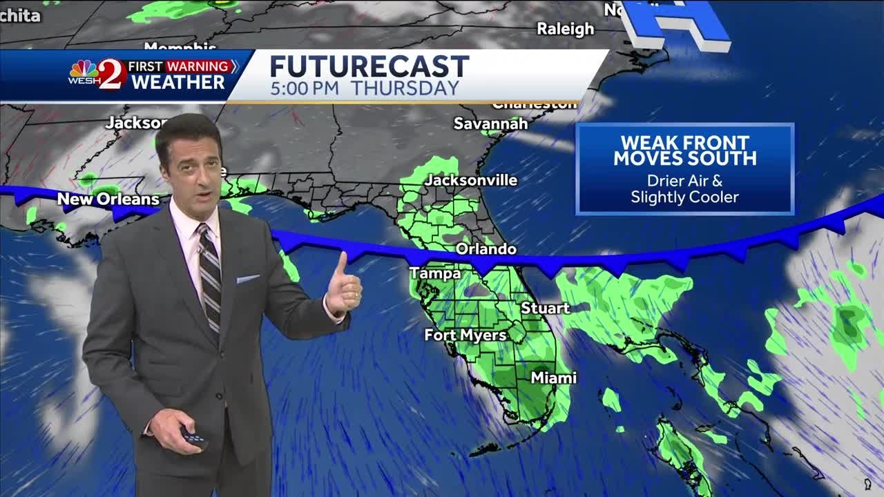 Drier and less humid to arrive Thursday evening into the weekend ...