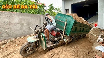 CẬU BÉ ĐA TÀI LÁI MÁY XÚC CÔNG NÔNG SIÊU ĐẲNG CẤP CHỞ CÁT CỰC GAY CẤN | TALENTED BOY DRIVING TRUCK