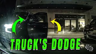 Driver Avoids Collision with Truck's Door