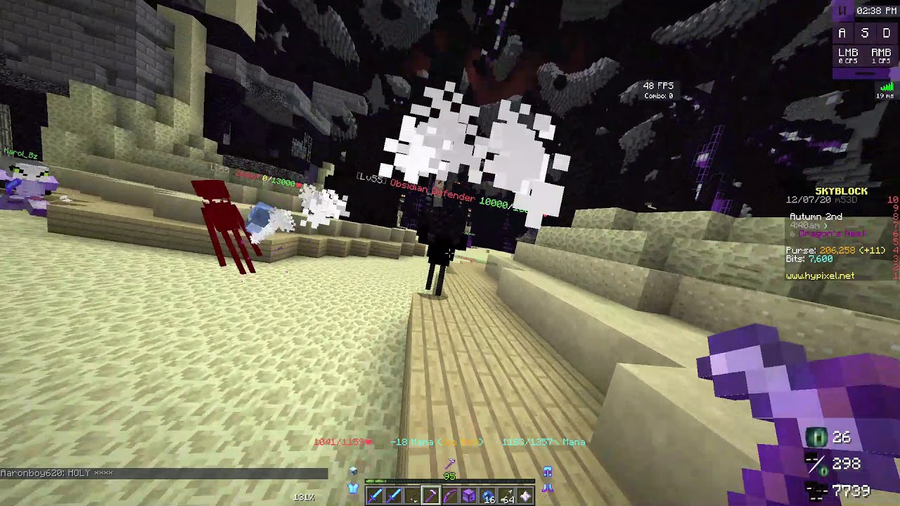 Grinding Zealots for an hour with frozen scythe (Hypixel Skyblock