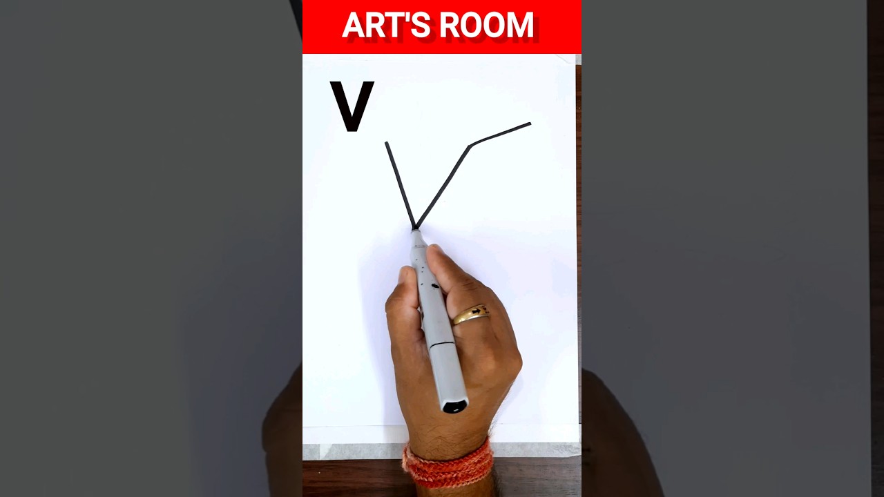 Easy drawing with letter V 