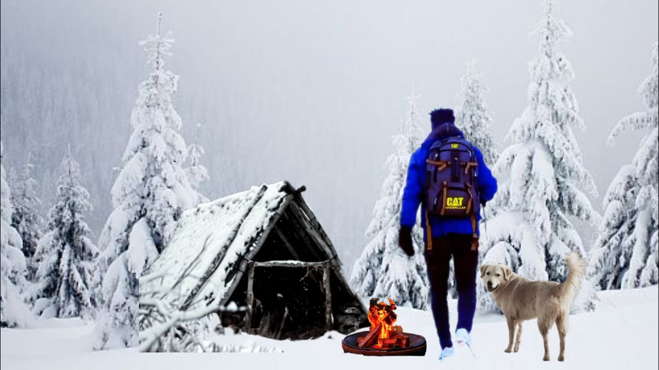 survival snow camping in heavy snow storm bushcraft asmr || winter solo ...