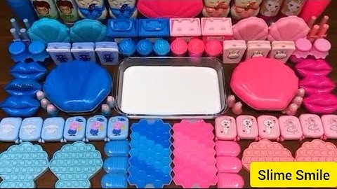 SEASHELL PINK vs BLUE | Mixing Random into Glossy Slime| Satisfying Slime Video #ASMR