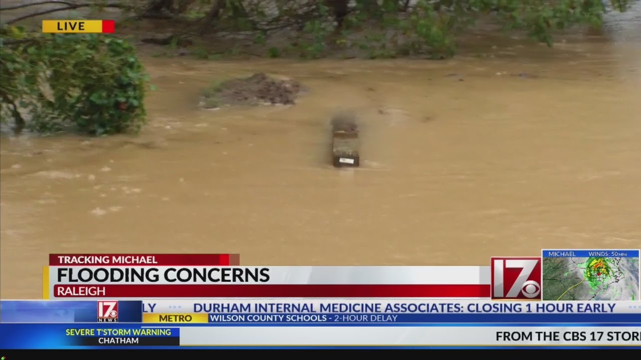 Greenway near Crabtree Creek underwater